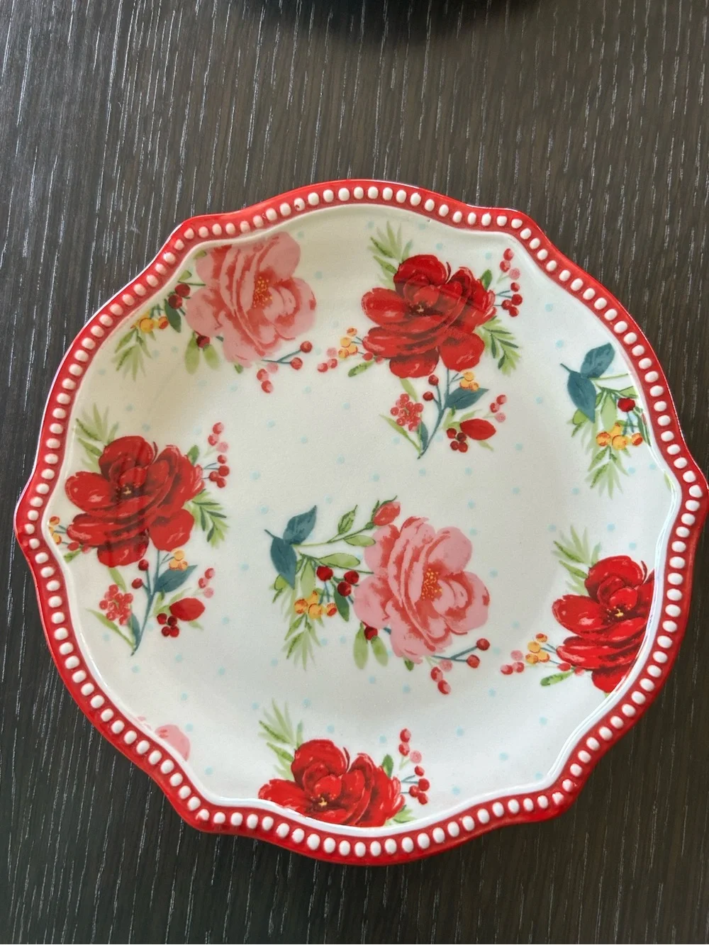 Pioneer Woman Holiday Floral Themed 6.5” Appetizer Plates Set of 2 NWT